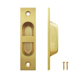 Fihatokus 4 Inch Pocket Door Edge Pull, 304 Stainless Steel Flush Edge Handle，Pocket Door Hardware,Gold-1 Pack