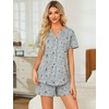 ENJOYNIGHT Womens Pajama Set Button Down Tee and Shorts Sleepwear