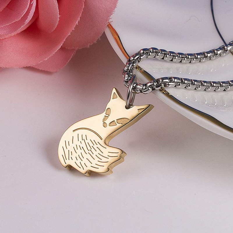 Wolentty Couple Fox Necklace - Stainless Steel Fox Couples Necklaces