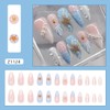 24Pcs Blue French Tip Press on Nails Medium Almond Beach