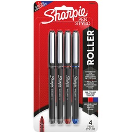 Sharpie Rollerball Pen, Needle Point, 0.5mm, Assorted Colors, Pack Of 4