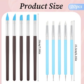 Giantree 10Pcs Silicone Sculpting Tools, Nail Sculpting Tool, Pottery Tools Modeling Dotting Tool, Silicone Paint Brush for Crafts Modeling, Dotting, Polymer Clay, Pottery, Nail Art