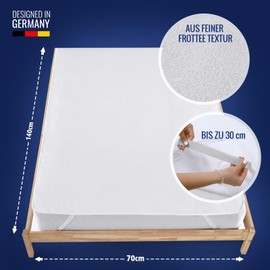 Mattress protector waterproof and breathable, made of cotton (Oeko-TEX® Standard 100) offers mattress protection, wetness protection serves as mattress pad, washable at 60°.
