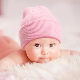 DRESHOW Toddler Beanie Children's Winter Hats Kids Soft Knitted Unisex Hat for Baby Boys Girls Warm Hat Hats for 3 Months - 6 Years, 2 Pack Hats: White/Pink