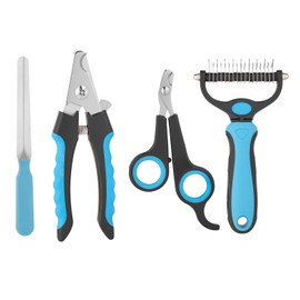 Professional Dog Nail Trimmers & Clippers with Safety Guard - 4-Piece Grooming Kit for Safe Painless Nail Trimming, Includes Pet Nail Clippers and Dog Brush for Shedding