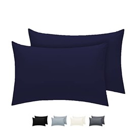 LivinEase Pillow Cases 2 Pack- Cotton Blend Pillowcases 50 x75 cm with 15cm Envelope Closure- Easy Care, Soft and Comfortable Navy Pillow Case (Navy, 2x Pillowcase)