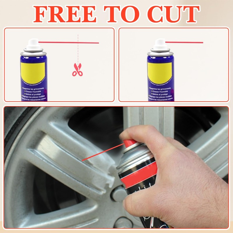 100 Pack 4.72 Inch Spray Can Straw Red Plastic Nozzle