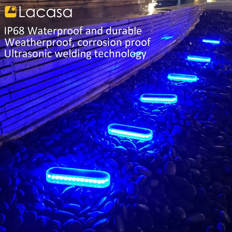 Lacasa Solar Dock Lights Marine 4-Pack - Solar Powered Blue