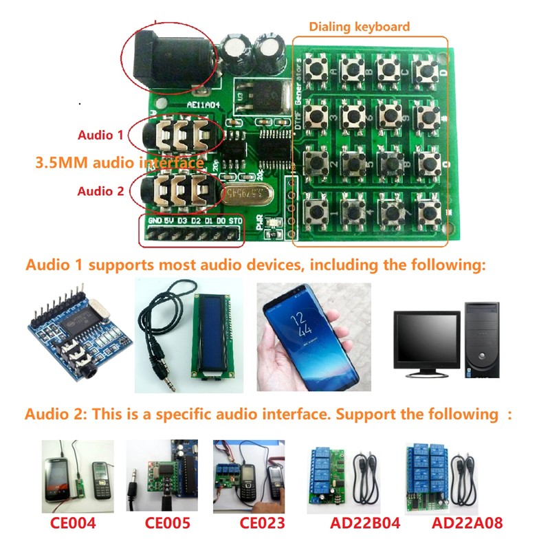 DTMF Module 5-24VDC Audio Generator Module Voice Dual Encoder Transmitters