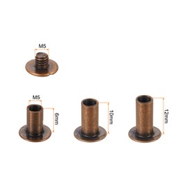 sourcing map 75 Sets Chicago Screw Rivets Metal Phillips Head Binding Screws Post Nail Rivet Stud Screw for DIY Leather Belt Bag Craft Bookbinding, 3 Sizes, Copper
