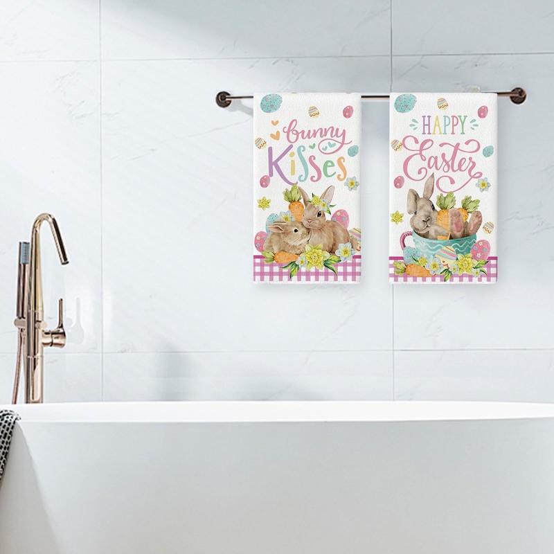 DIELIANHUA Pack of 2 Happy Easter Tea Towels, Happy Easter