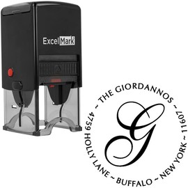 Custom Self Inking Address Stamp with Monogram - Style 195