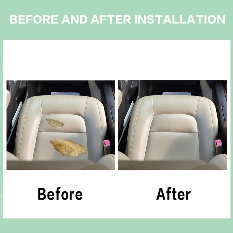 FZJDSD Tan Driver Side Bottom Replacement Leather Seat Cover Compatible