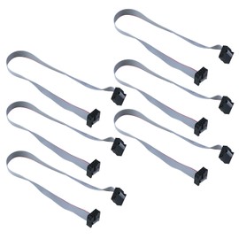 Antrader 6 Pcs Flat Ribbon Cable with Black 2.54mm FC, 2 Row 8 Pin Female to Female Wires IDC Ribbon Connector (30cm Length)