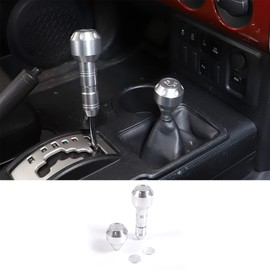 Fgtagtal Compatible with Toyota FJ Cruiser 2007-2021 Car Gear Shifter Head Replacement, Aluminum Alloy Shifter Shift Button Knob Replacement Kit (Silver)