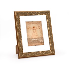 WYNCO 8x10 Antique Vintage Bronze Gold Ornate Classic Picture Frame, Matted for 5x7 inches Photos, arts or Drawing, Real Glass Protection