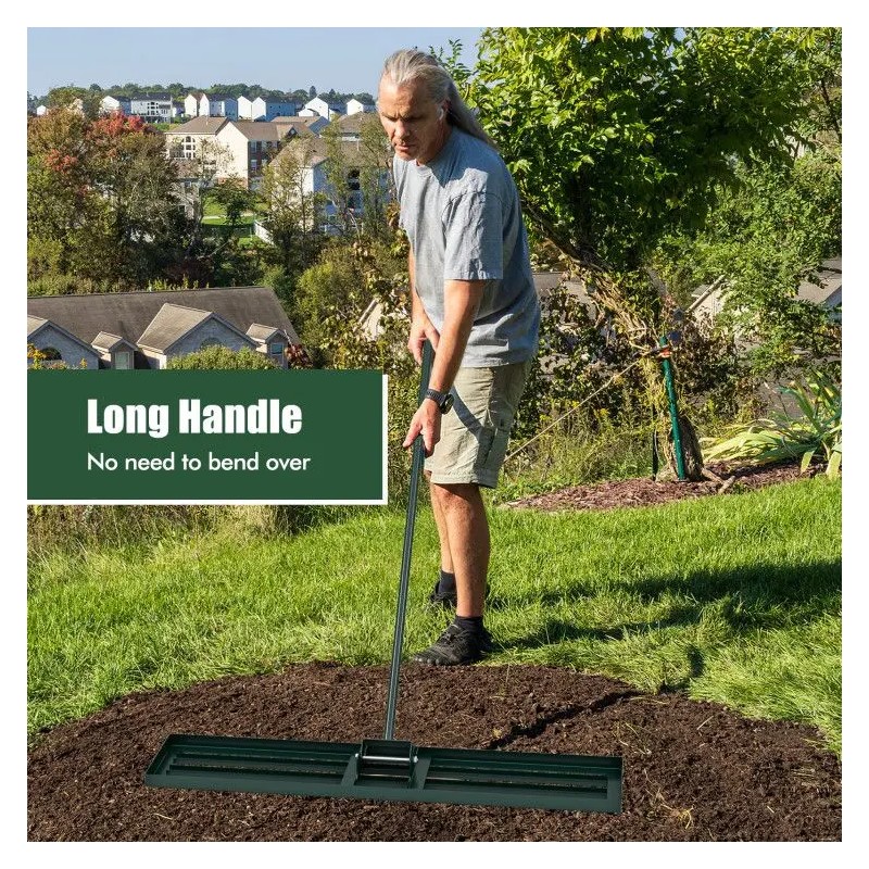 Heavy Duty 46 Inch Lawn Leveling Rake Steel Tines Garden