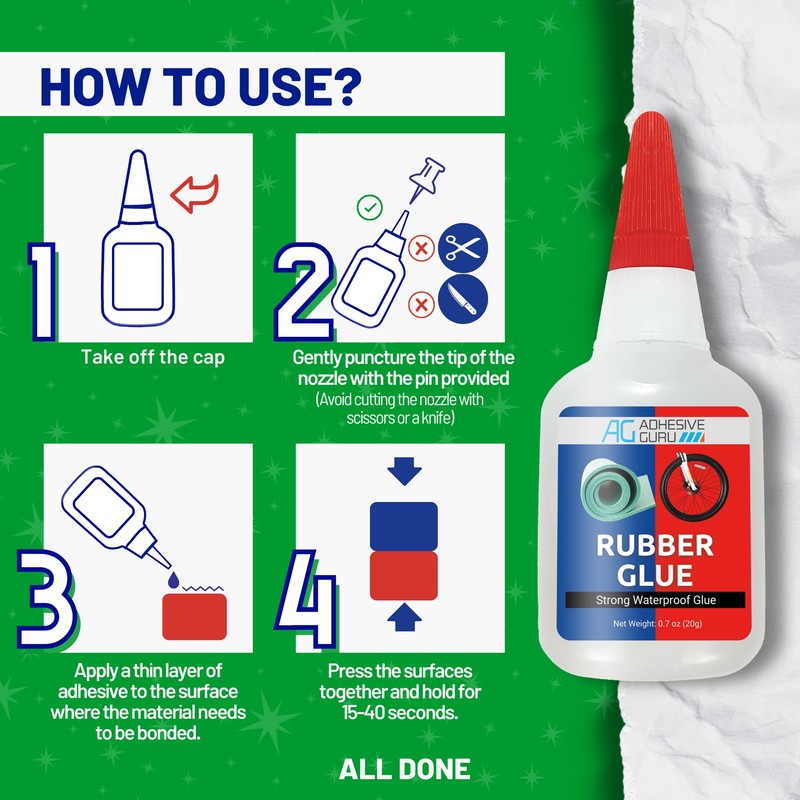 Adhesive Guru Rubber Glue (4x0.7 oz) - Heavy Duty Super