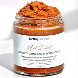 Earthly Garden Mint Walnut Exfoliating Face Scrub (AHA) - Natural Microdermabrasion Deep Pore Cleanser for Blackheads Acne Scars and Glowing Skin 2 oz 4 Ounce / 어스리 가든 민트 호두 각질 제거 페이스 스크럽(AHA) - 블랙헤드 여드름 흉터 및 빛나는 피부를 위한 천연 마이크로더마브레이션 딥 포어 클렌저 2온스 4 Ounce