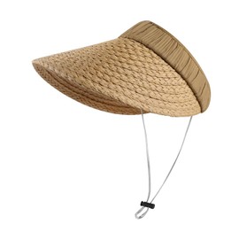 Sun Visors for Women Large Brim Beach Straw Hat Golf Sun Hat Golf Sports Visor Summer Cap UV Protection Sun Hat Baseball Cap Adjustable Ladies Visor Cap Ponytail Topless Sun Hat UPF 50 Empty Top Hat