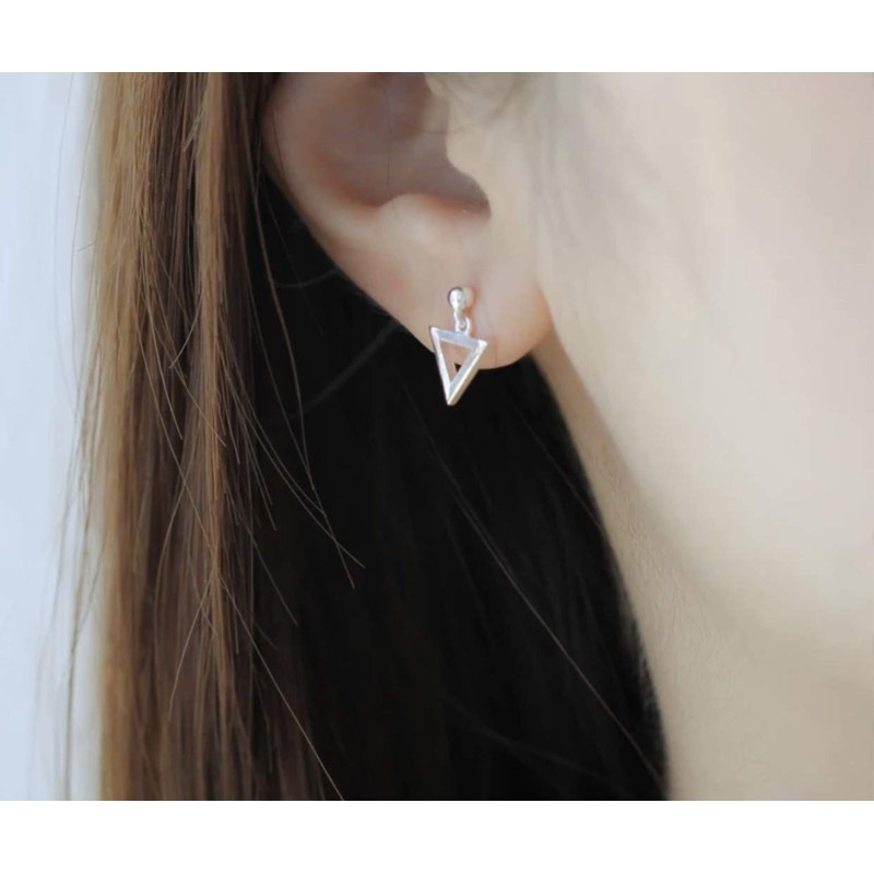 Iszie 925 Sterling Silver Mini Geometric Square Triangle Dangle Drop