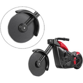 LATRAT 2pcs Motorcycle Pizza Cutter Stainless Steel Plastic Pizza Roller, Pizza Cutter with Sharp Cutting Wheel & Stand for Christmas Creative Gifts (Black)