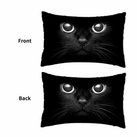 Mugod Rectangle Pillowcase Cute Black Cat Face with Big Eyes,Throw Cushion Covers Rectangle Zipper Decor Sofa Couch Bedroom Living Room Home 20x30 Inches