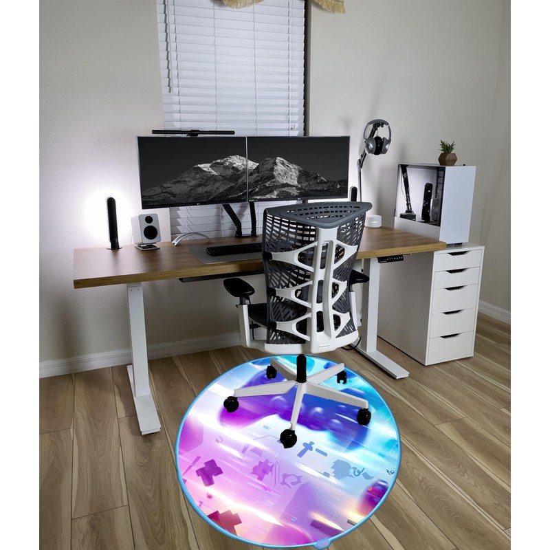 DEALZOOM Gaming Chair Mat RGB Gaming Lights (Galaxy Controller 47”)
