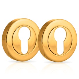 XFORT® 2 Pack Euro Escutcheons Polished Brass, Escutcheon Keyhole Cover, Euro Door Lock Cover for Security and Protection from Key Damage, Durable Escutcheon Plate with Concealed Screws.