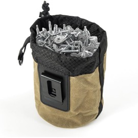 Nail/Screw Work Pouch,Metal Clip-On Tool Pouch for Tools Screws and Nails,Ideal for Electrician Plumber Carpenter Contractor Handy Man and Any Tradesperson-Army Green