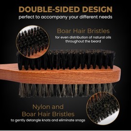 Premium Double-Sided Cherrywood Long Beard Brush with Boar Bristles and Nylon Blend For The Ultimate Beard Grooming Experience. This Also Features A Premium Gift Box Makling It A Great Gift Idea!