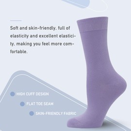 Women's Soft Thin Viscose Bamboo Crew Socks, Fit Stretchy Casual, Business, Dress Calf Sock 5 Pairs (US, Alpha, Medium, Regular, Regular, Assorted5)