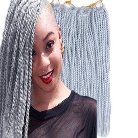 Palace hair 6Pack/LOT Senegalese Twist Crochet Hair Braids Small Easy Twist Crochet Braiding Hair 2S Senegalese Twists 14 inch 18inch 24inch 30strands/pack Hairstyles For Black Women color… (14inch, Silver)