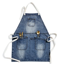 Jeanerlor Cowboy Heavy Duty Denim Work Apron with Tool Pockets for Hair Stylist Gardening Craftsmen Barista Hairdresser Adjustable up to L for Women