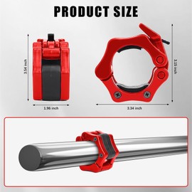 NAYSAYE Barbell Collars, Nylon Barbell Clamps for Woman Man, Exercise Weight Clamps Olympic Bar Clamp for Workout Weightlifting Fitness Training, 1 PCS, Red