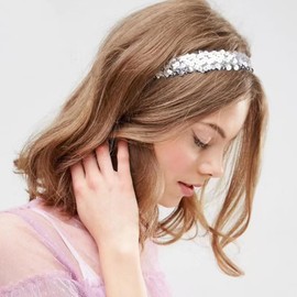 Leliafleury 6Pcs Gold Sequin Headband, Elastic Glitter Headband, Sparkly Bling Sport Head Band, Sparkly Sequin Headband for Women