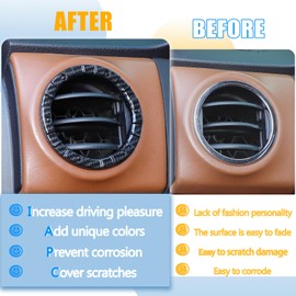 LLKUANG Fit for Toyota Tundra 2014-2021 ABS Instrument Console Side Air Conditioning Air Outlet Ring Trim Car Interior Accessories (Carbon fiber pattern-Style B)