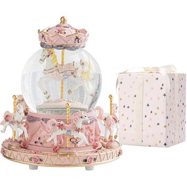Gift Wrapped Music Box Carousel Horses Color Lights Unicorn Musical Snow Globe for Girls and Women Baby Kids Sister Daughter Mom Granddaughter Grandma Birthday Presents - Color: You Are My Sunshine