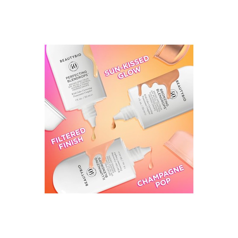 BeautyBio Perfecting BLENDROPS. Broad Spectrum SPF 40 Oil Invisible Finish