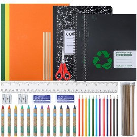 Sherr 72 Pcs 72 Pcs School Supplies Kit Elementary Back to School Essentials Stationery for Kids Girls Boys Students Includes Colored Pencil Crayon Sharpener Eraser Scissors Notebook Folder Ruler