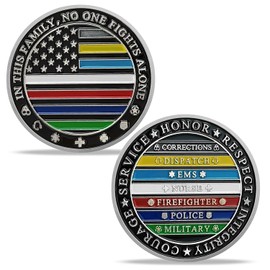 3D Thin Red Line Fire Rescue Challenge Coin EMS Police Firefighter Collection Gift