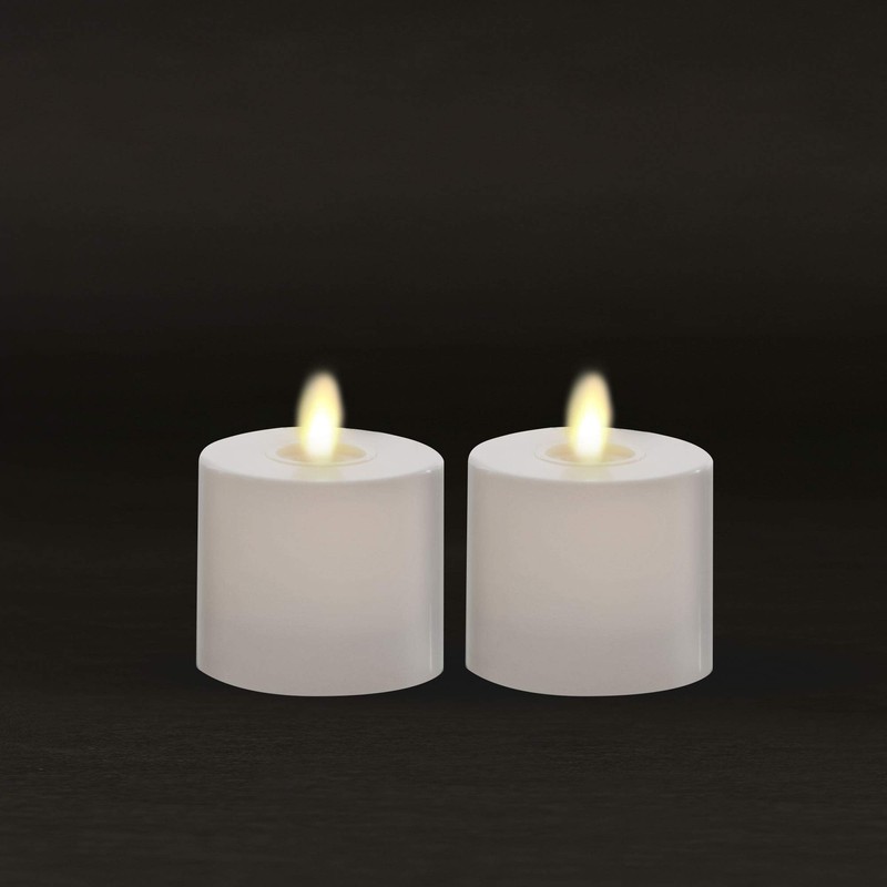Luminara Flameless Tealight Candles (Unscented, Ivory 2-Pack) - Real-Flame Effect,