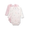 Sanetta Baby Bodysuit Long Sleeve (Twin Pack) Pink and White