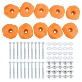 PATIKIL Rock Climbing Holds, 10 Pcs Climbing Rock Wall Grips Play Set Climber Attachments with Single Holes for Playground Accessories Indoor Outdoor Tree Training, Yellow-B