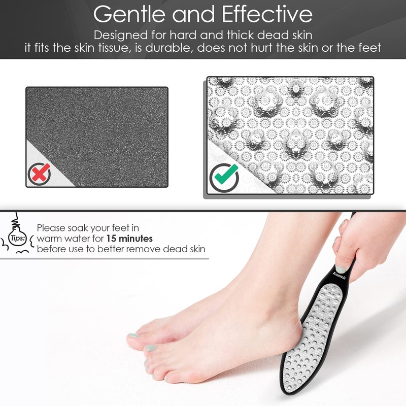 Auxmir Callus Remover Foot File Stainless Steel and ABS Plastic,