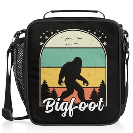 Bardic Sasquatch Kids Lunch Boxes, Insulated Lunch Bag for Kids with Adjustable Shoulder Strap and Water Bottle Holder, Reusable School Lunch Box for Boys and Girls