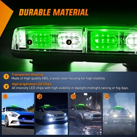 Nilight 12 Inch Roof Top Strobe Lights 48LED Hazard Light Emergency Safety Warning LED Flashing Light Bar Magnetic Mount 12V 24V Cars Trucks Tractors Snow Plows Construction Vehicles