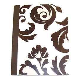 Studio C Carolina Pad College Ruled Poly Cover Composition Book ~ Fashionista (Black & White Damask; 7.5" x 9.75"; 100 Sheets, 200 Pages)
