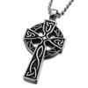 COOLSTEELANDBEYOND Stainless Steel Mens Celtic Cross Pendant Necklace Silver Black