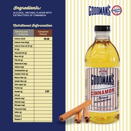 Goodman's Cinnamon Extract - Gluten-Free, Non-GMO, Kosher, Low Carb & Calorie, No Artificial Color - Rich Spicy Aroma for Baking & More - 1 Pint